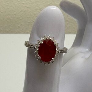 Elegant Orange Sapphire & Diamond Ring